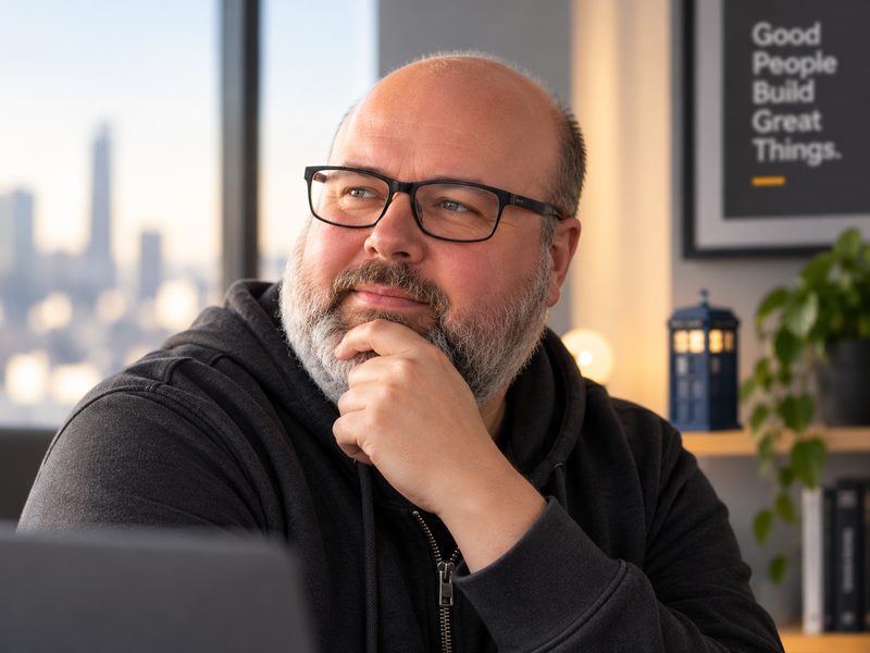 Dr. Sven Seiler, nachdenklich im B&uuml;ro